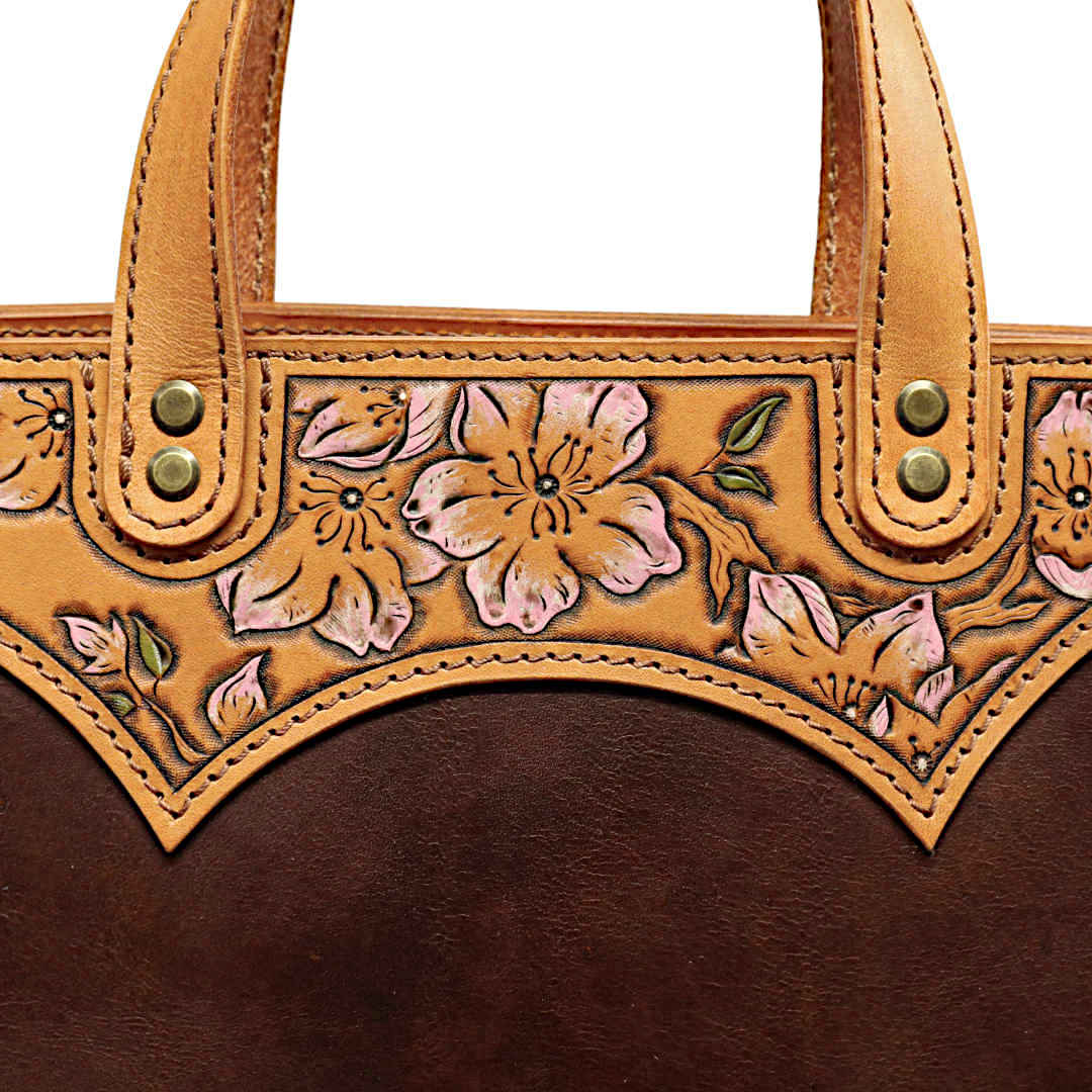 "ASTRA" - Borsa Artigianale in Cuoio conciato al Vegetale - Marrone - immagine 3