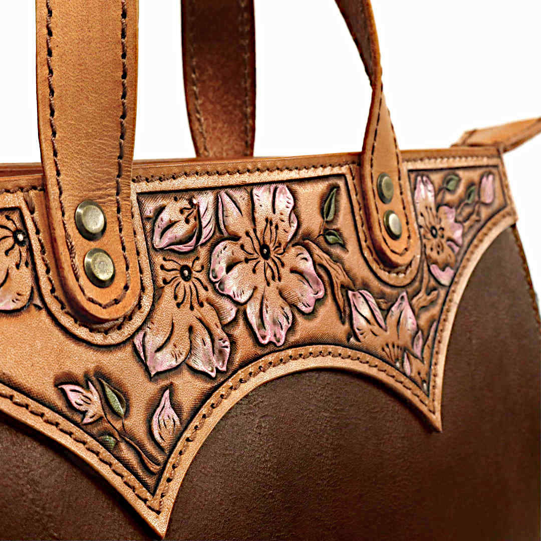 "ASTRA" - Borsa Artigianale in Cuoio conciato al Vegetale - Marrone - immagine 4