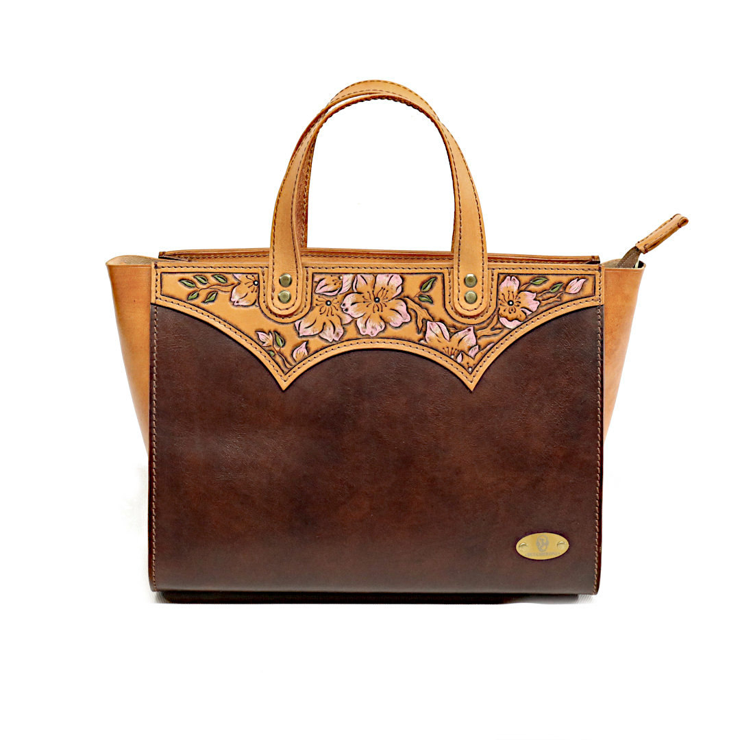 "ASTRA" - Borsa Artigianale in Cuoio conciato al Vegetale - Marrone - immagine 2