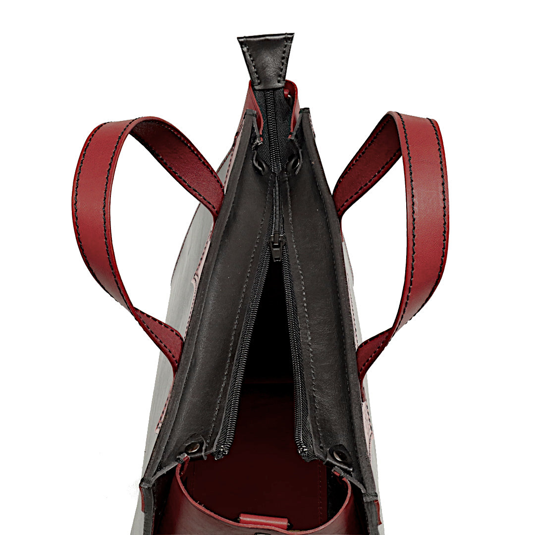 "ASTRA" - Borsa Artigianale in Cuoio conciato al Vegetale - Nera - immagine 5