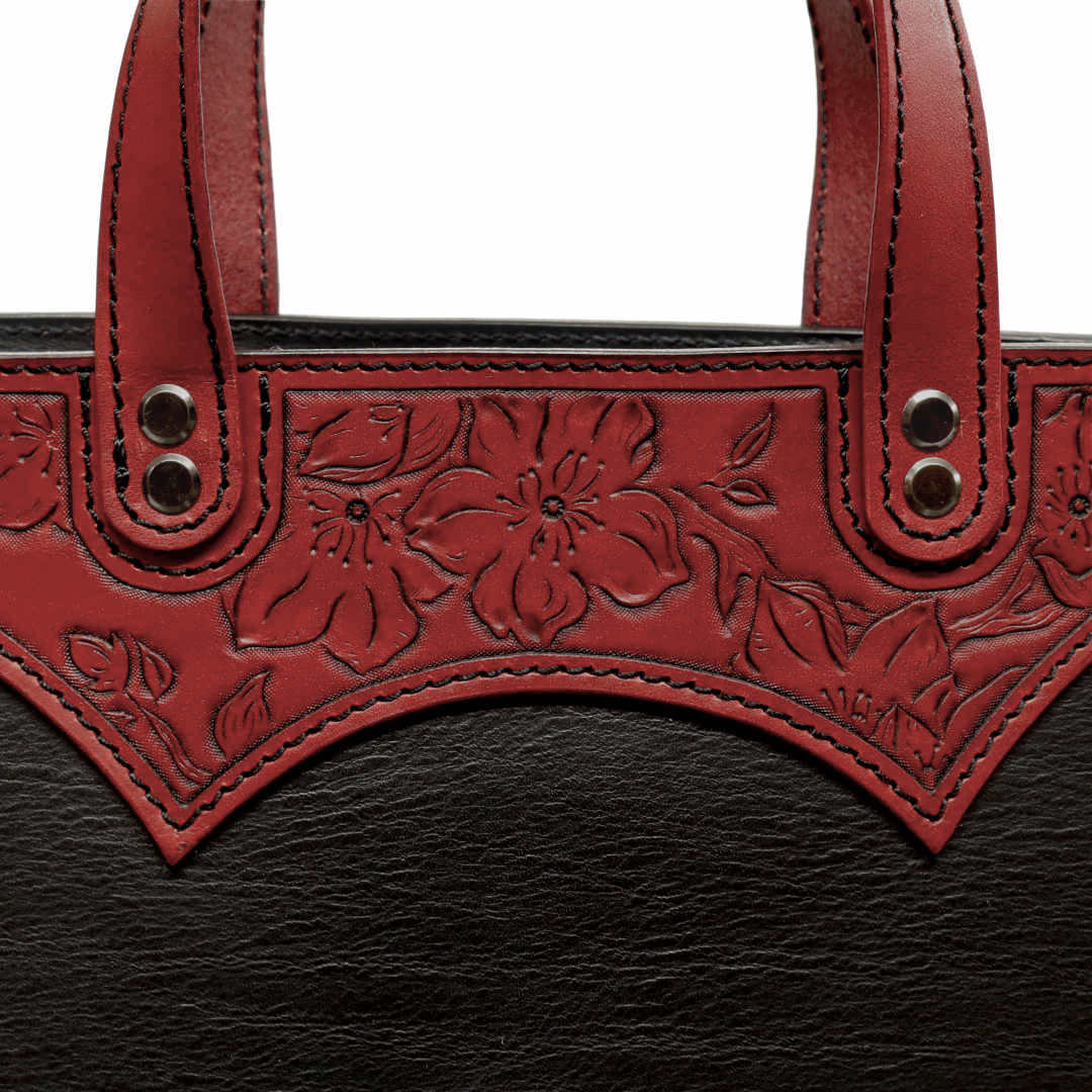 "ASTRA" - Borsa Artigianale in Cuoio conciato al Vegetale - Nera - immagine 3