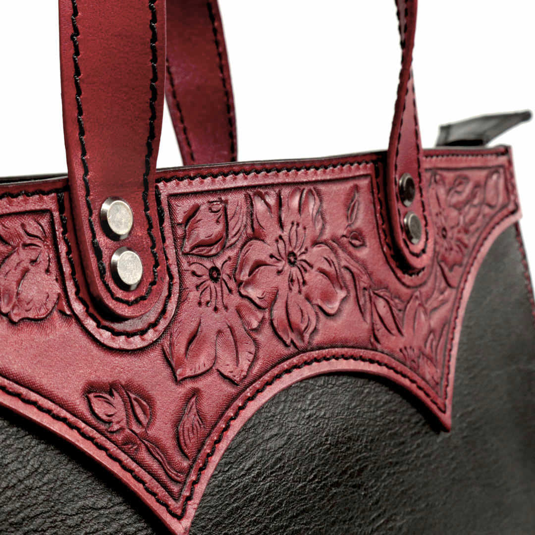 "ASTRA" - Borsa Artigianale in Cuoio conciato al Vegetale - Nera - immagine 4