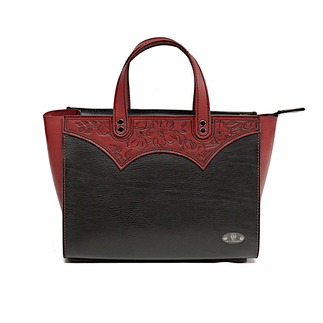 "ASTRA" - Borsa Artigianale in Cuoio conciato al Vegetale - Nera - immagine 2
