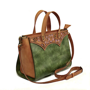 "ASTRA" - Borsa Artigianale in Cuoio conciato al Vegetale - Verde