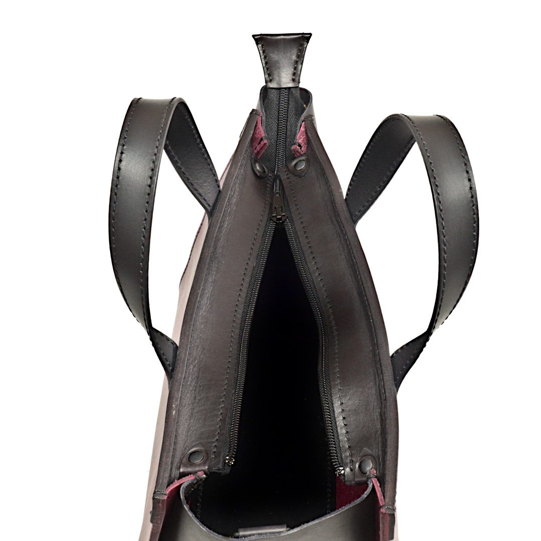 "ASTRA" - Borsa Artigianale in Cuoio conciato al Vegetale - Viola - immagine 5