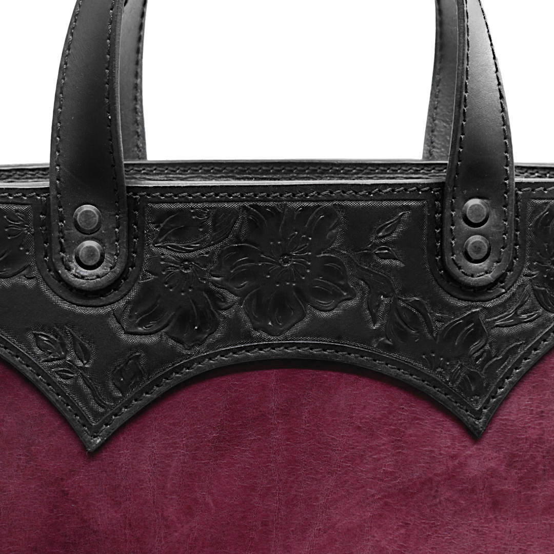 "ASTRA" - Borsa Artigianale in Cuoio conciato al Vegetale - Viola - immagine 3