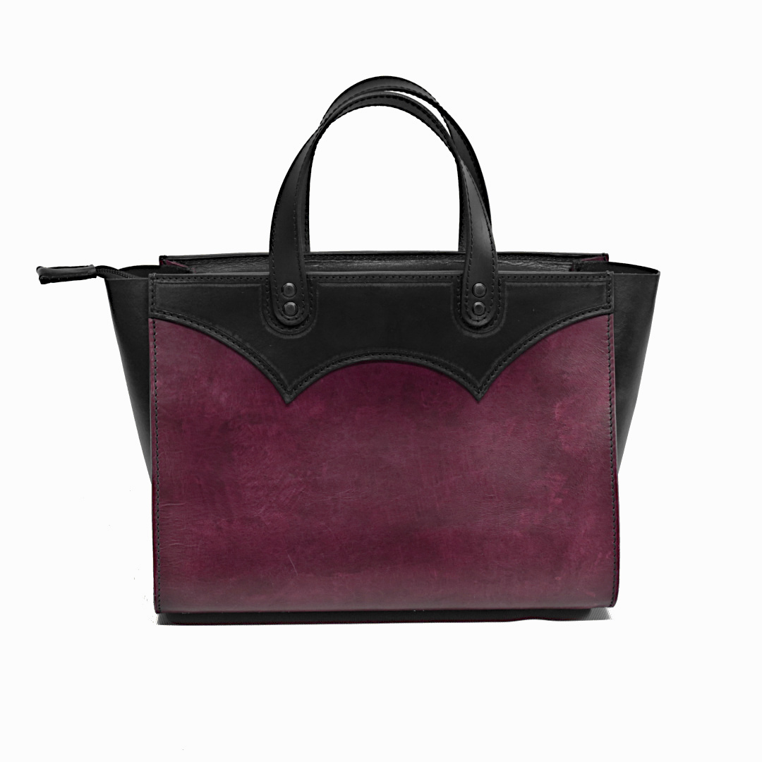 "ASTRA" - Borsa Artigianale in Cuoio conciato al Vegetale - Viola - immagine 6