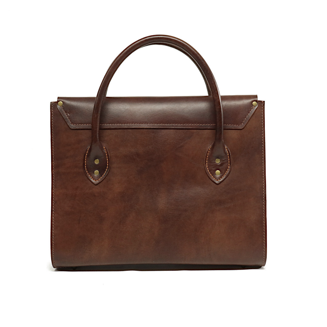 "DIVA" - Borsa Artigianale in Cuoio conciato al Vegetale - Marrone - immagine 4