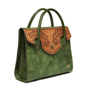 "DIVA" - Borsa Artigianale in Cuoio conciato al Vegetale - Verde