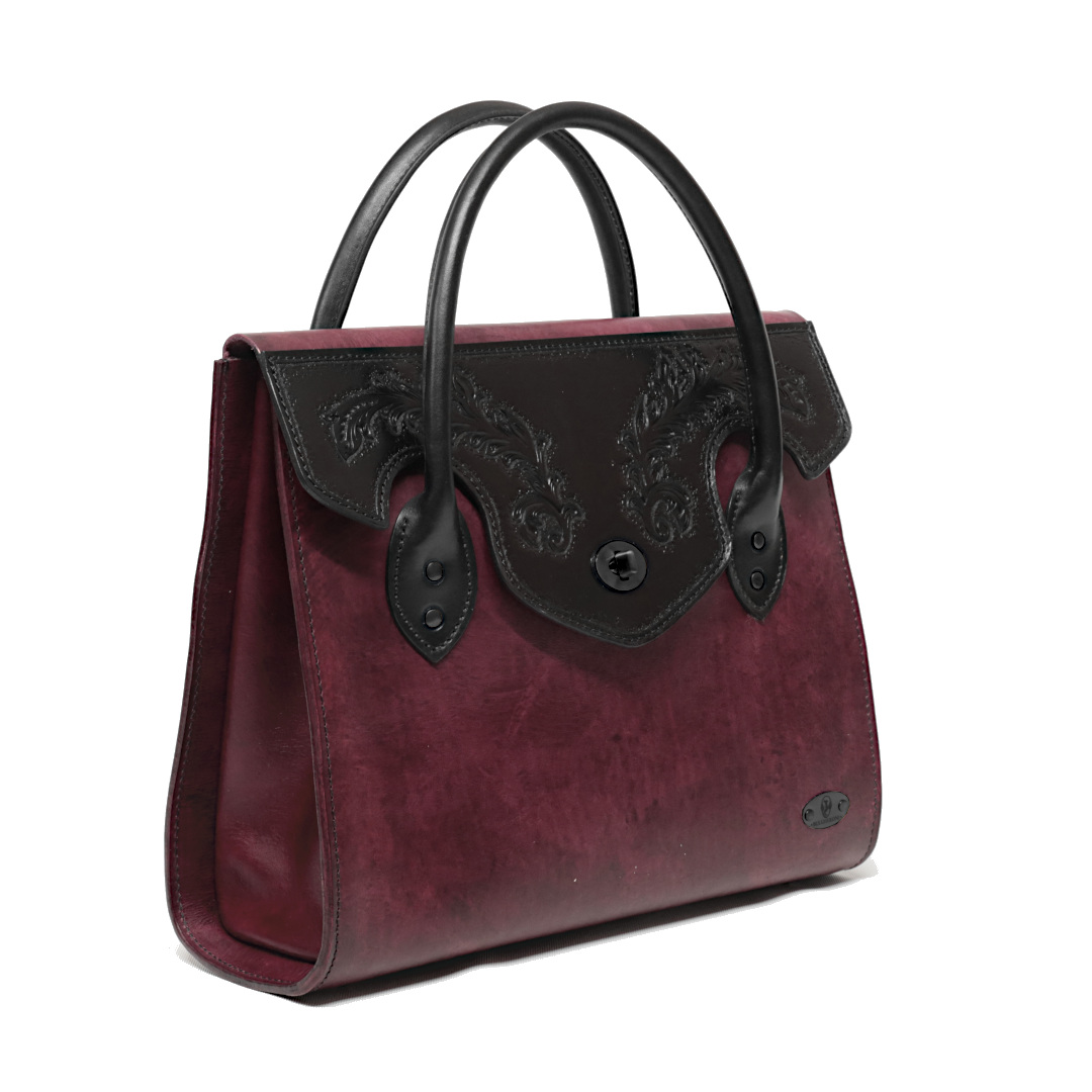 "DIVA" - Borsa Artigianale in Cuoio conciato al Vegetale - Viola