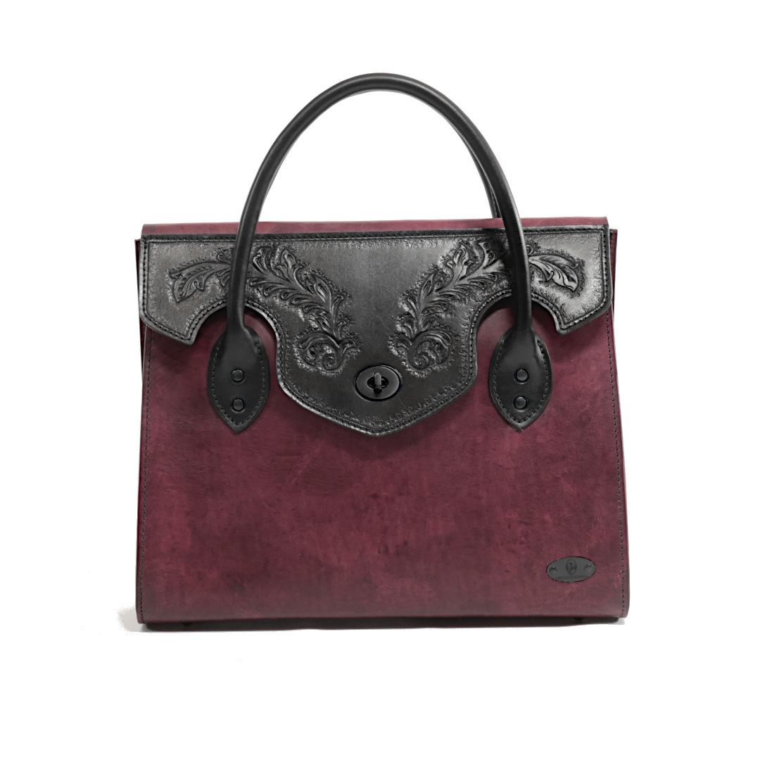 "DIVA" - Borsa Artigianale in Cuoio conciato al Vegetale - Viola - immagine 2