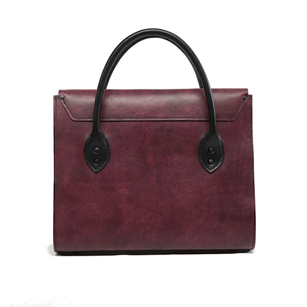 "DIVA" - Borsa Artigianale in Cuoio conciato al Vegetale - Viola - immagine 4
