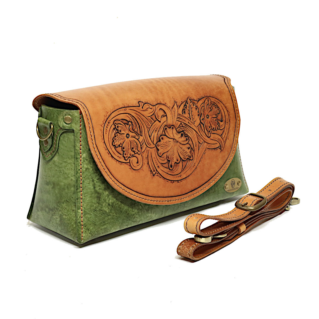 "FIERA" - Borsa Artigianale in Cuoio conciato al Vegetale - Verde