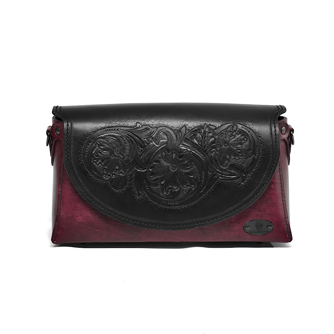 "FIERA" - Borsa Artigianale in Cuoio conciato al Vegetale - Viola - immagine 2