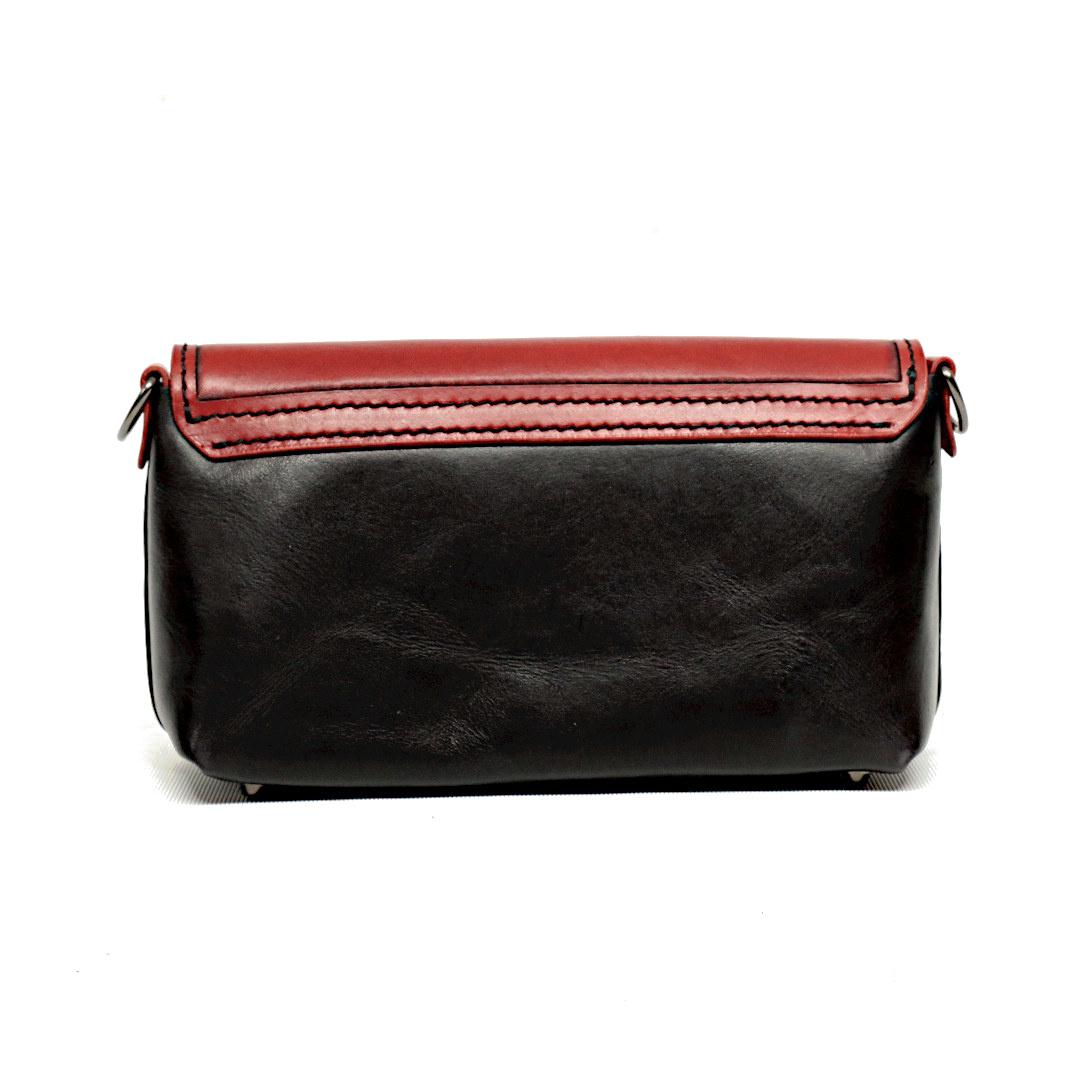 "MIRA" - Borsa Artigianale in Cuoio conciato al Vegetale - Nera - immagine 3