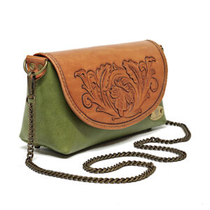 "MIRA" - Borsa Artigianale in Cuoio conciato al Vegetale - Verde