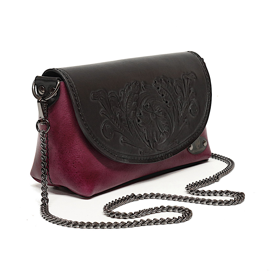 "MIRA" - Borsa Artigianale in Cuoio conciato Vegetale - Viola